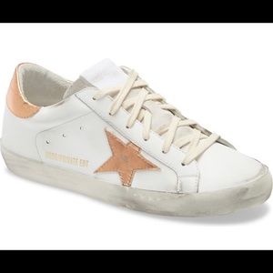 Golden Goose Super Star Low Top Sneaker - Optic white w Peach Pink Metallic